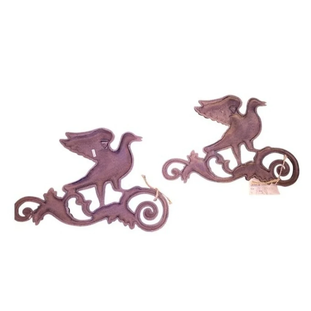 Vintage Antique Cast Iron Phoenix Birds House Decoration Pair of 2 Brand New Tag